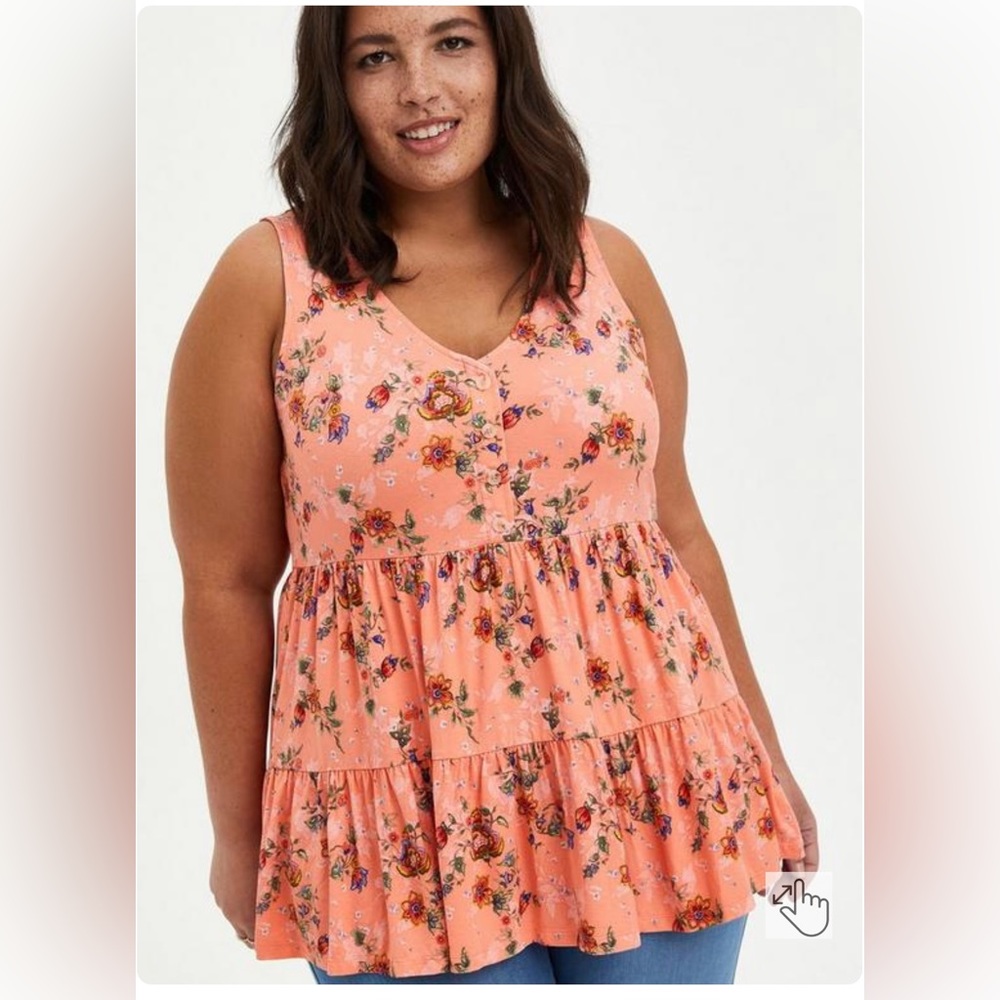 Super Soft V-Neck Henley Tiered Babydoll Tank